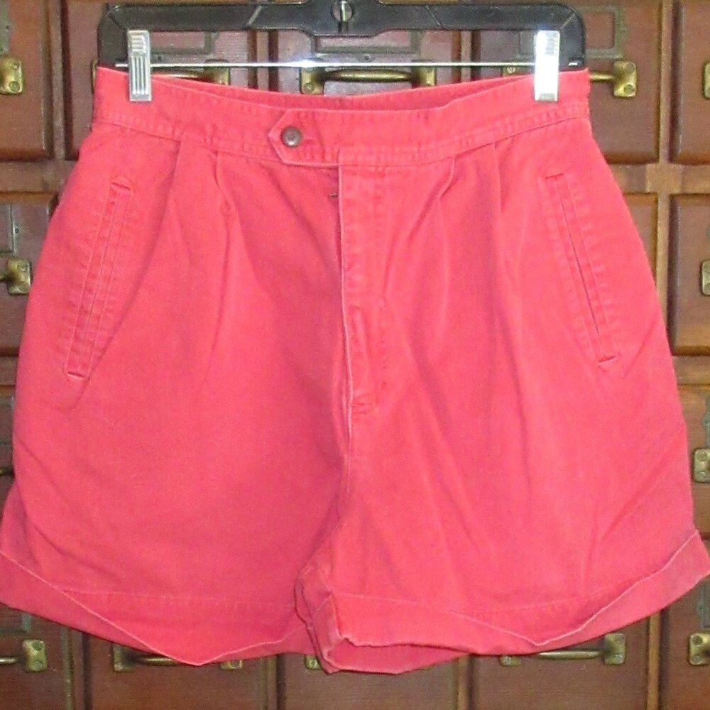 BASS Red Cuffed Cotton Shorts Size 12 High Rise